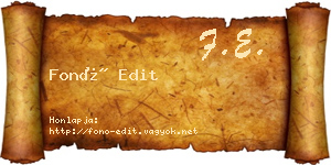 Fonó Edit névjegykártya